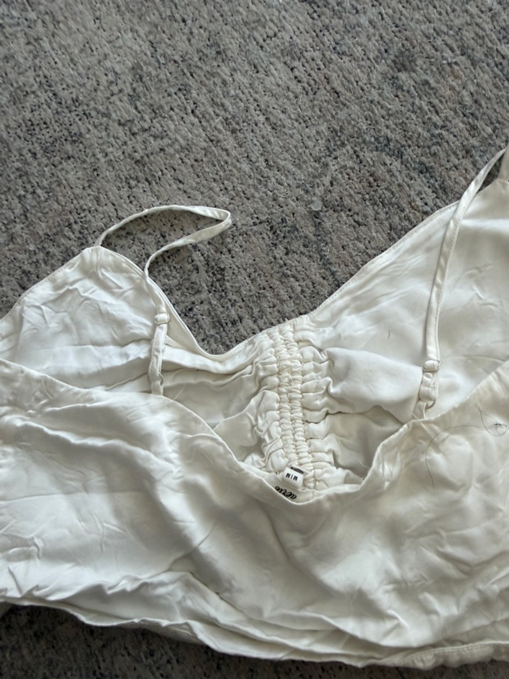 White Ruched Satin Drawstring Cami - Picture 4 of 5
